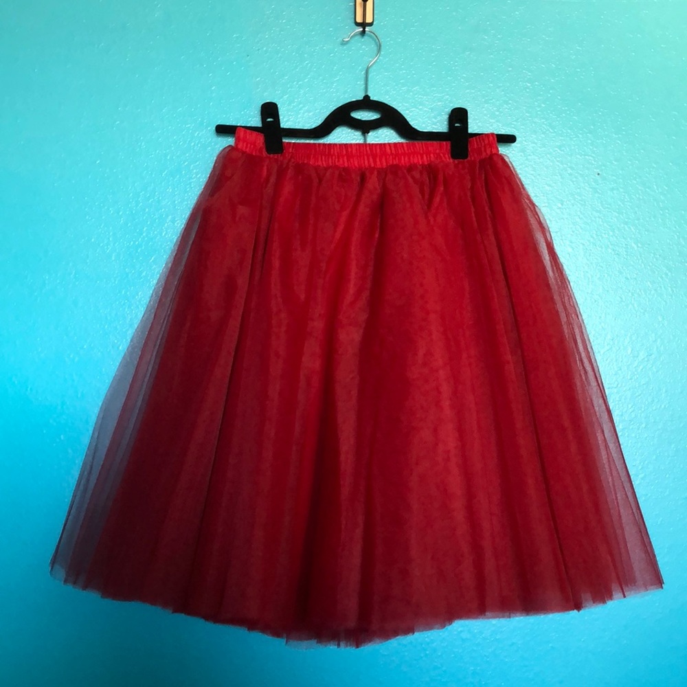 Beautiful red tulle skirt!